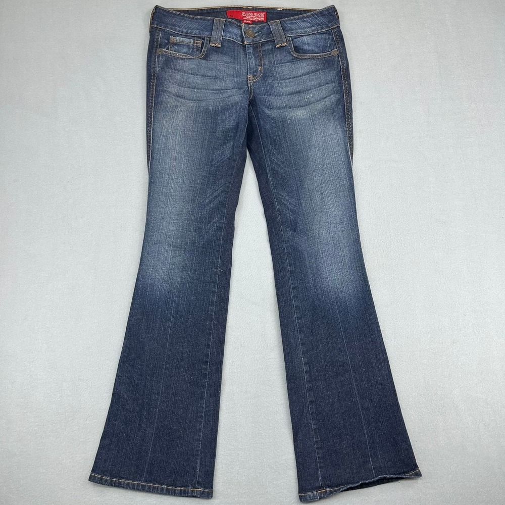 Guess Sweetheart Flare Jeans Dark Wash Stretch Size 30 Vtg Y2K Denim